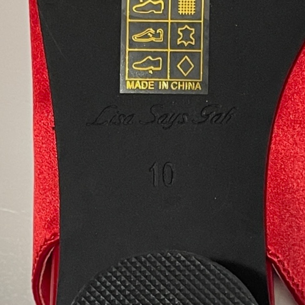 Lisa Says Gah mackie heels. Red Satin Slingback Mules with Flower Buckle - Picture 11 of 11
